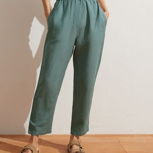Teal linen trousers